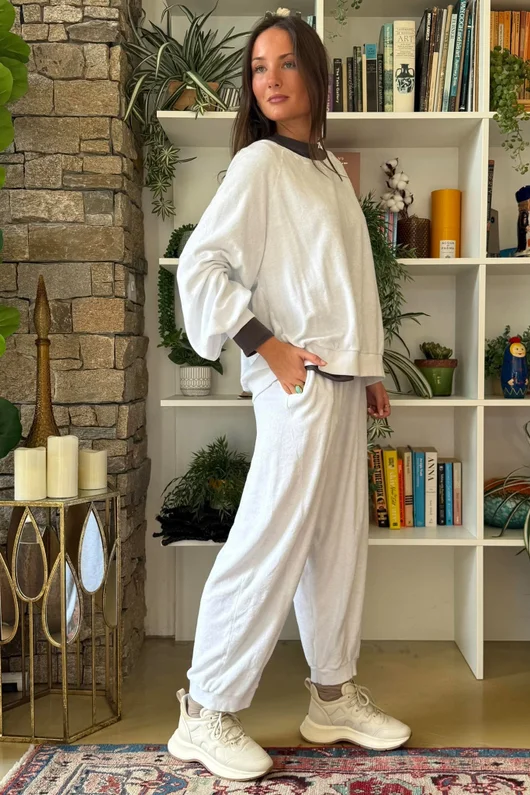 Terry B Lantern Sleeve Sweatshirt White